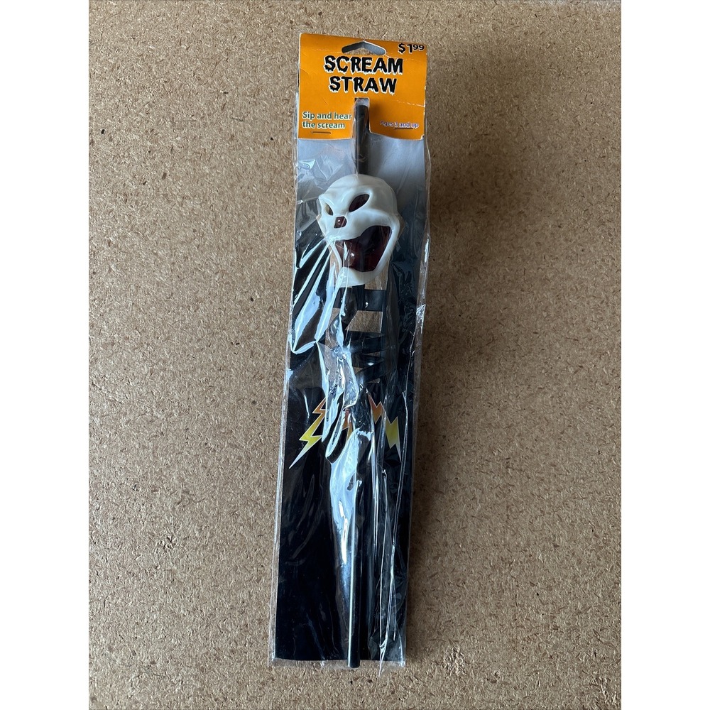 Vintage Scream Straw Twirl Black Sip And Hear The Monster Scream Halloween RARE